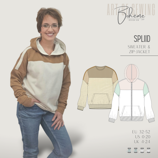 Zip-Sweater | Spliid W1326 | Woman XXS - XXL | Digital Sewing Pattern | PDF | Projector | Bohème