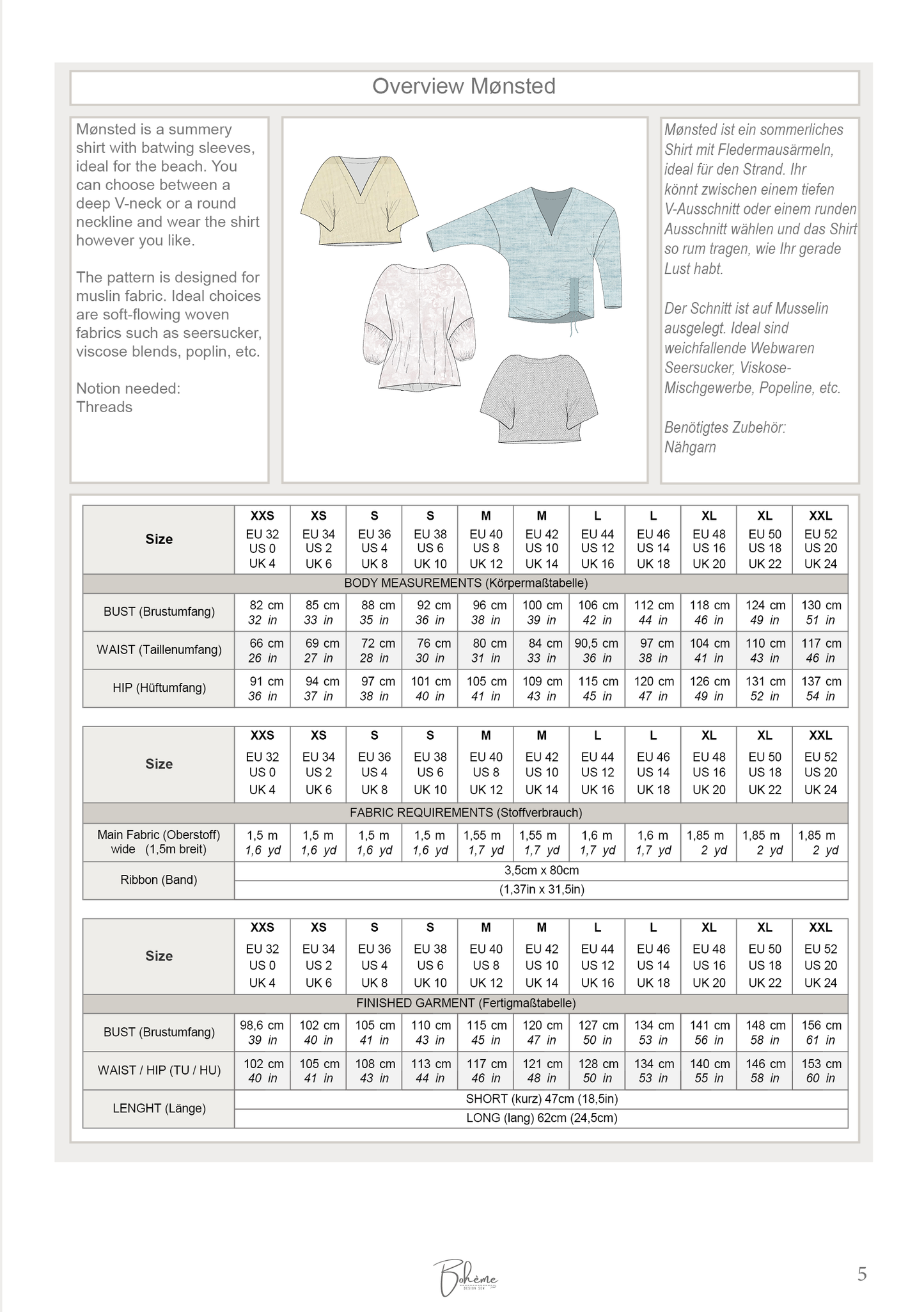 Batwing | Mønsted W1323 | Woman EU32 (XXS) - EU52 (XXL) | Digital Sewing Pattern | PDF