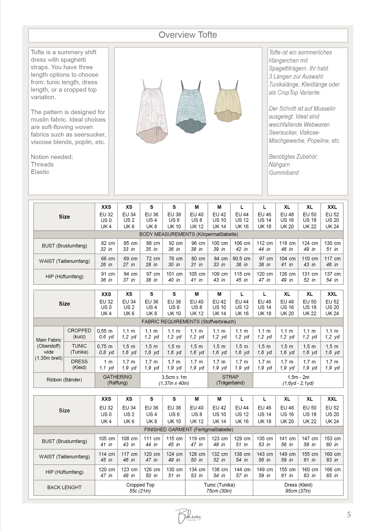 Tunic Dress | Tofte W1324 | Woman EU32 (XXS) - EU52 (XXL) | Digital Sewing Pattern | PDF